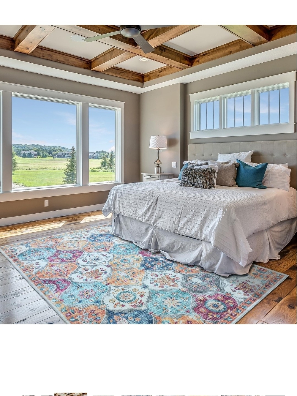 Colorful Medallion Area Rug - Multicolor Boho Accent